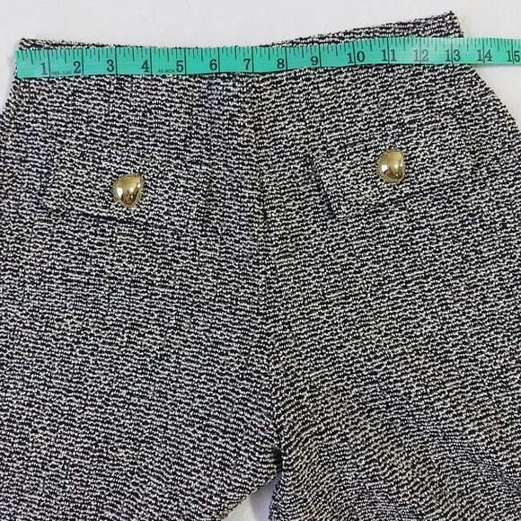 Zara Women Textured Wide Leg Pant Small Tweed Metallic Thread Gold Button - Picture 5 of 10